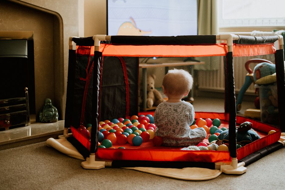 Durable, child-friendly play space with organized sensory bins and materials